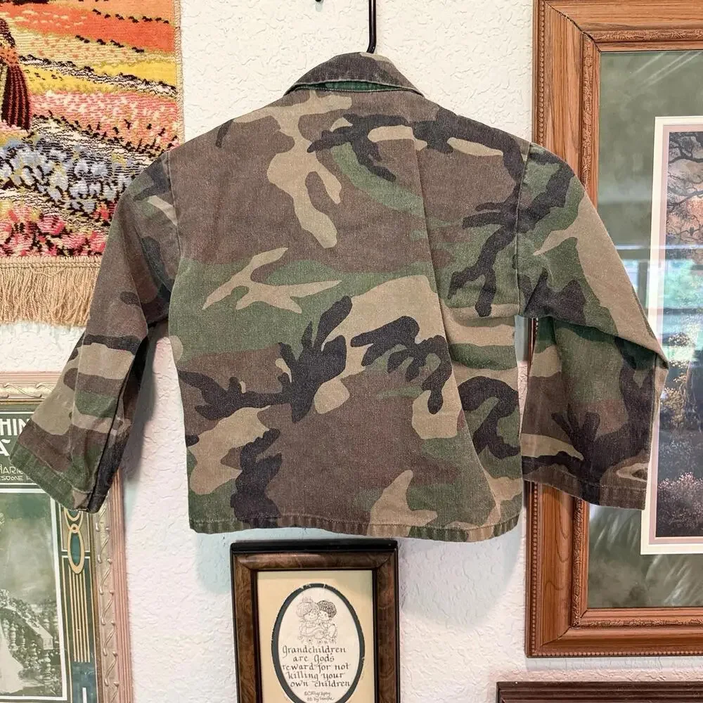 Vintage 90s RARE Green Woodland Camo Tru-Spec Military Jacket Size‎ Kids 2T